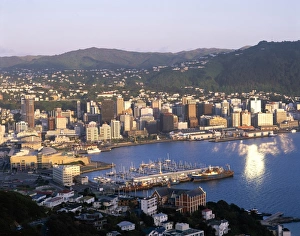 North Island Prints: Print of Wellington City Skyline and Harbour