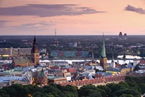 Prints of City Skyline, Riga, Latvia Latvia Prints: Riga City Skyline Print, Latvia