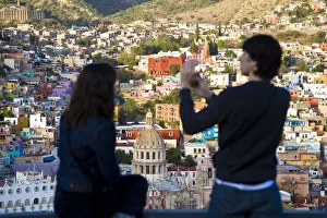 Couple taking picture over Guanajuato, Guanajuato state, Mexico Couple taking picture over Guanajuato, Guanajuato state, Mexico