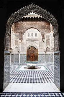 Courtyard of the medieval Muslim college, the Attarine Medersa, founded in 1325, Fes Courtyard of the medieval Muslim college, the Attarine Medersa, founded in 1325, Fes