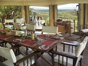 The dining tent of Ol Seki tented camp in Masai Mara Game Reserve The dining tent of Ol Seki tented camp in Masai Mara Game Reserve