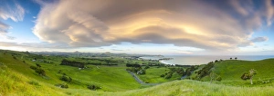 Dramatic cloud formations over the picturesque coastal settlement of Karitane, Otago Dramatic cloud formations over the picturesque coastal settlement of Karitane, Otago