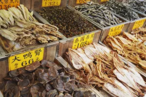 Dried seafood stall, Des Voeux Road West, Sheung Wan, Hong Kong, China Dried seafood stall, Des Voeux Road West, Sheung Wan, Hong Kong, China
