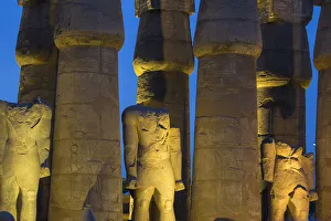 Egypt, Luxor, Luxor Temple, The First Court, Statues of Ramesses II Egypt, Luxor, Luxor Temple, The First Court, Statues of Ramesses II