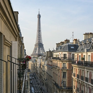 Eiffel Tower Elevated Street View Print