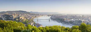 Prints of Elevated view over Budapest and the River Danube, Budapest, Hungary Palace Prints: Elevated View Print of Budapest & Danube River
