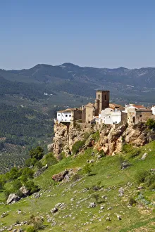 Elevated view over the fortified hilltop village of Hornos, Hornos, Jaen Province Elevated view over the fortified hilltop village of Hornos, Hornos, Jaen Province