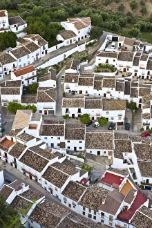 Elevated view over town houses from Moorish Castle, Zahara de la Sierra, Cadiz Province Elevated view over town houses from Moorish Castle, Zahara de la Sierra, Cadiz Province