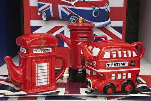 England, London, Souvenir Shop Window Display of Teapots England, London, Souvenir Shop Window Display of Teapots