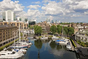 England, London, St Katherines Dock with Canary Wharf in the background England, London, St Katherines Dock with Canary Wharf in the background