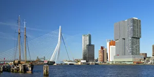 Erasmus Bridge Rotterdam Prints: Erasmus Bridge (Erasmusbrug) and skyline, Rotterdam, Zuid Holland, Netherlands