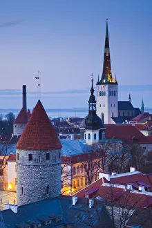 Estonia, Tallinn, Troompea area, Old Town view from Troopea, dusk Estonia, Tallinn, Troompea area, Old Town view from Troopea, dusk