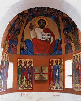 Ethiopian style religious painting in the small Catholic Ethiopian style religious painting in the small Catholic