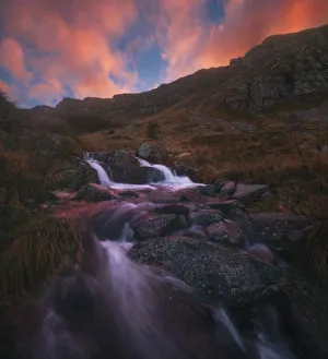Fall sunset on a small stream in the central Appennines, Emilia Romagna, Italy Fall sunset on a small stream in the central Appennines, Emilia Romagna, Italy