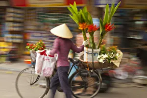 Flower seller in the Old Quarter, Hanoi, Vietnam Flower seller in the Old Quarter, Hanoi, Vietnam