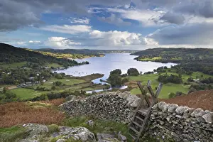 Print of Footpath Stile over Dry Stone Wall overlooking Lake Windermere