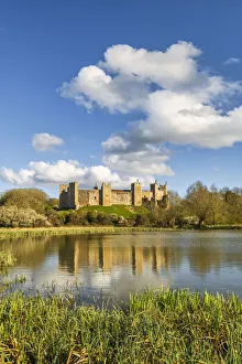 UK Heritage Sites Prints: Framlingham Castle Reflecting in Mere, Framlingham, Suffolk, England