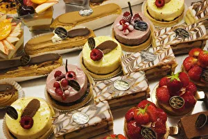 France, Paris, Pastries Display in Patisserie Shop Window France, Paris, Pastries Display in Patisserie Shop Window