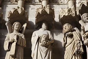 France, Somme, Amiens, Amiens Cathedral, Sculpture Details on the West Facade France, Somme, Amiens, Amiens Cathedral, Sculpture Details on the West Facade