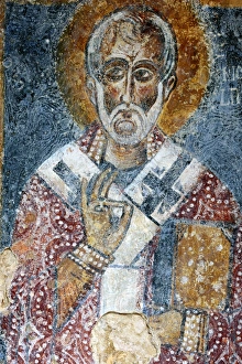 Fresco of the cave church San Nicola dei Greci, Sassi di Matera, Basilicata, Italy Fresco of the cave church San Nicola dei Greci, Sassi di Matera, Basilicata, Italy
