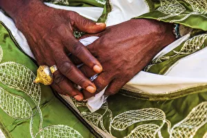Ghana, Kumasi, Akwasidae festival. Colorful dresses and gold jewellery esposed at Ghana, Kumasi, Akwasidae festival. Colorful dresses and gold jewellery esposed at