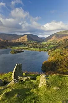 Cumbria Collection: Grasmere lake and village from Loughrigg Fell