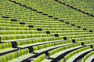 Green stadium seating in the Munich Olympic Stadium, Munich Olympic Park Green stadium seating in the Munich Olympic Stadium, Munich Olympic Park