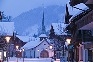 Prints of Gstaad, Berner Oberland, Switzerland SWITZERLAND-Bern-GSTaD: Town Church / Winter © Walter Bibikow 2005 Switzerland Prints: Gstaad Town Church Print
