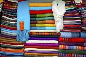 Hand Woven Alpaca Blankets And Shwals, For Sale At The Mercado Artesanal La Mariscal Hand Woven Alpaca Blankets And Shwals, For Sale At The Mercado Artesanal La Mariscal
