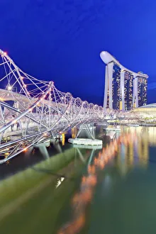 The Helix Bridge and Marina Bay Sands, Marina Bay, Singapore The Helix Bridge and Marina Bay Sands, Marina Bay, Singapore