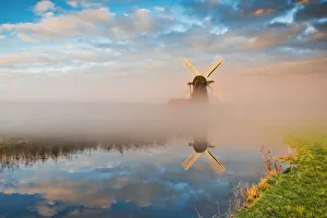 Herringfleet Mill in Mist, Herringfleet, Suffolk, England Herringfleet Mill in Mist, Herringfleet, Suffolk, England