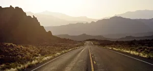 Highway and desert landscape, near the town of Hanksville, Southeast Utah, along Highway and desert landscape, near the town of Hanksville, Southeast Utah, along