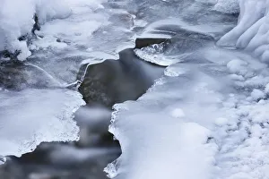 German Alps Winter Wonderland Prints: Ice structures at brook - Germany, Bavaria, Upper Bavaria, Garmisch-Partenkirchen