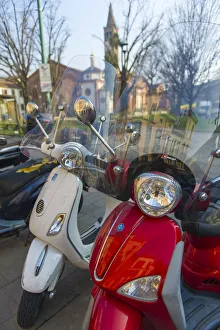 The iconic Italian Vespa scooter in Milan, Italy The iconic Italian Vespa scooter in Milan, Italy