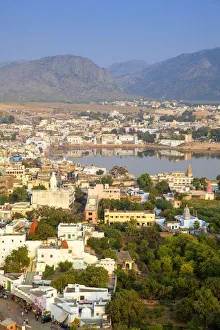 India, Rajasthan, Pushkar, Aerial view of Pushkar India, Rajasthan, Pushkar, Aerial view of Pushkar