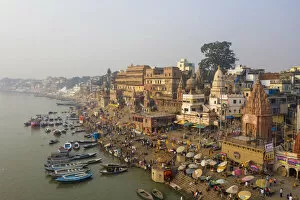 India Collection: India, Uttar Pradesh, Varanasi, Gange River and Historic Ghats
