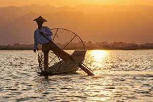 An Intha fisherman on Inle Lake, Burma/ Myanmar An Intha fisherman on Inle Lake, Burma/ Myanmar