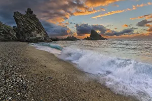 Italy, Calabria, Sunset at Ulivarella Rock Italy, Calabria, Sunset at Ulivarella Rock