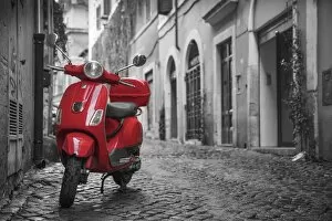 Transport Collection: Italy, Lazio, Rome, Trastevere, Red Vespa
