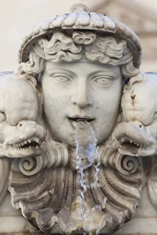 Italy, Rome, Piazza Navona, Moro Fountain, Fountain Detail Italy, Rome, Piazza Navona, Moro Fountain, Fountain Detail