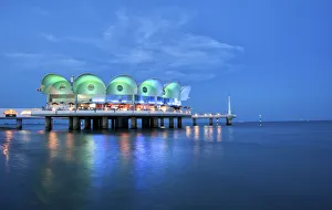 Italy, Sicily, Terrace by the sea of Lignano in the evening hours Italy, Sicily, Terrace by the sea of Lignano in the evening hours