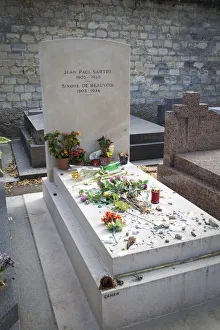 Jean Paul Sartre grave, Montparnasse Cemetery, Paris, France Jean Paul Sartre grave, Montparnasse Cemetery, Paris, France