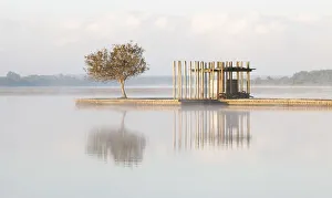 Jetty on the lake Azur, Les Landes, Franc Jetty on the lake Azur, Les Landes, Franc