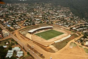 Kigali, Rwanda. An aerial view of the Nyamirambo football stadium Kigali, Rwanda. An aerial view of the Nyamirambo football stadium