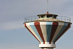Kigali, Rwanda. The colourful water tower of the national stadium stands high above Kigali, Rwanda. The colourful water tower of the national stadium stands high above