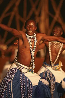 Kigali, Rwanda. A Intore dancer entertains at FESPAD Pan African dance festival Kigali, Rwanda. A Intore dancer entertains at FESPAD Pan African dance festival