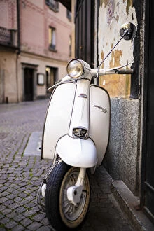 Front Collection: Lambretta Innocenti scooter in the old alley, Morbegno, province of Sondrio, Valtellina