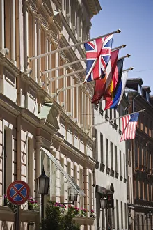 Latvia, Riga, Old Riga, Grand Palace Hotel, flags Latvia, Riga, Old Riga, Grand Palace Hotel, flags