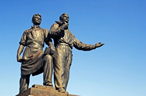 Lithuania Print: Vilnius Soviet Statues on Zaliasis Tilto Bridge