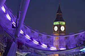 London Eye and Big Ben, South bank, London, England London Eye and Big Ben, South bank, London, England